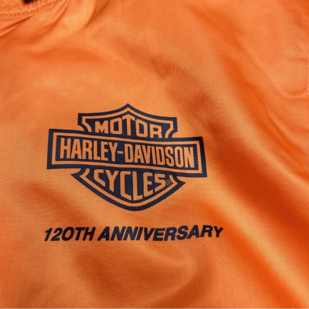 Harley-Davidson 120th Anniversary Harley Orange Bomber Jacket Womens - Picture 5 of 7